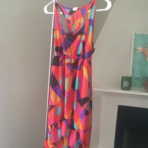 Bright and colorful high-low beach cover up